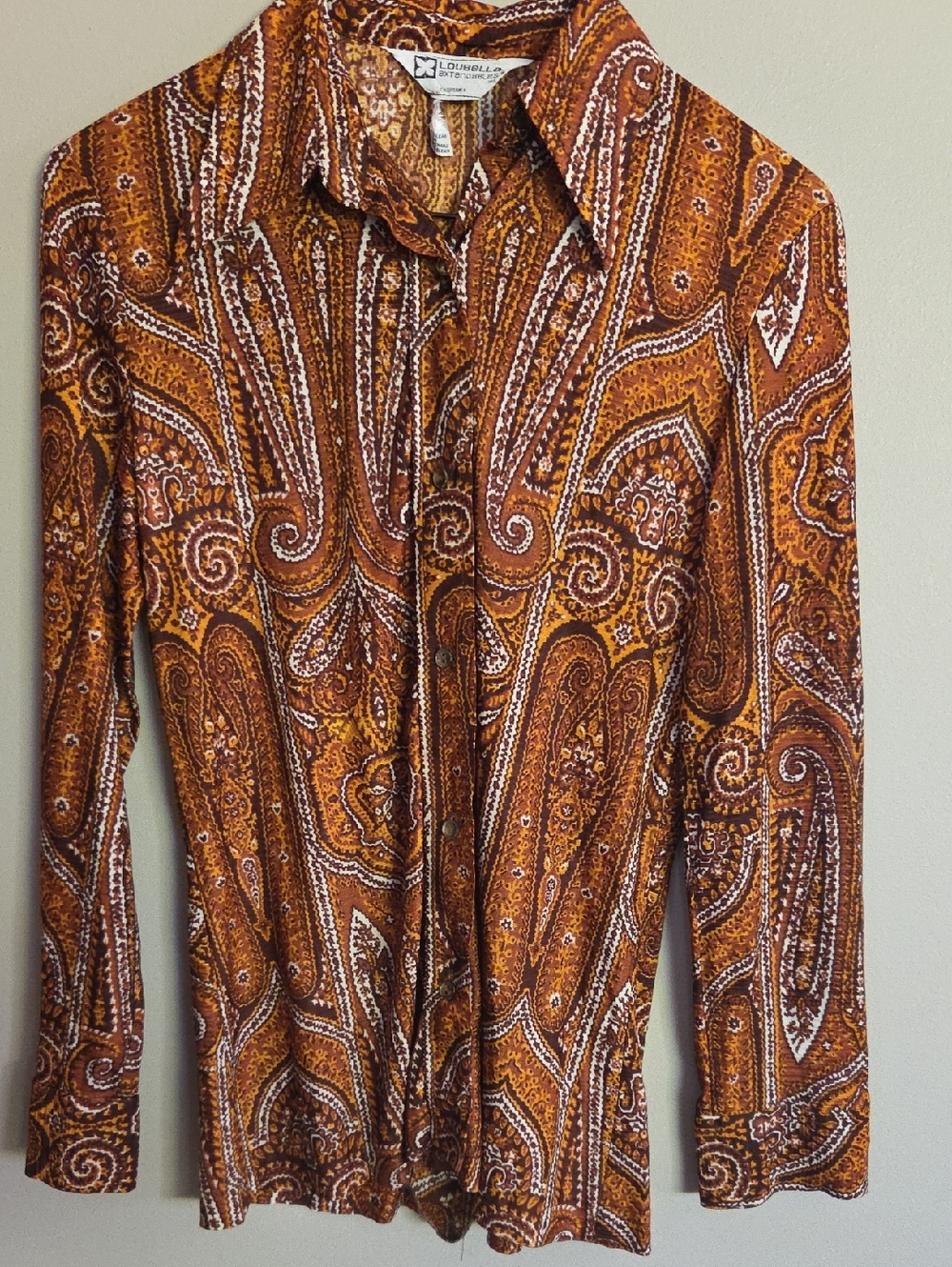 70's Vintage Paisley Button-Up Top by Loubella